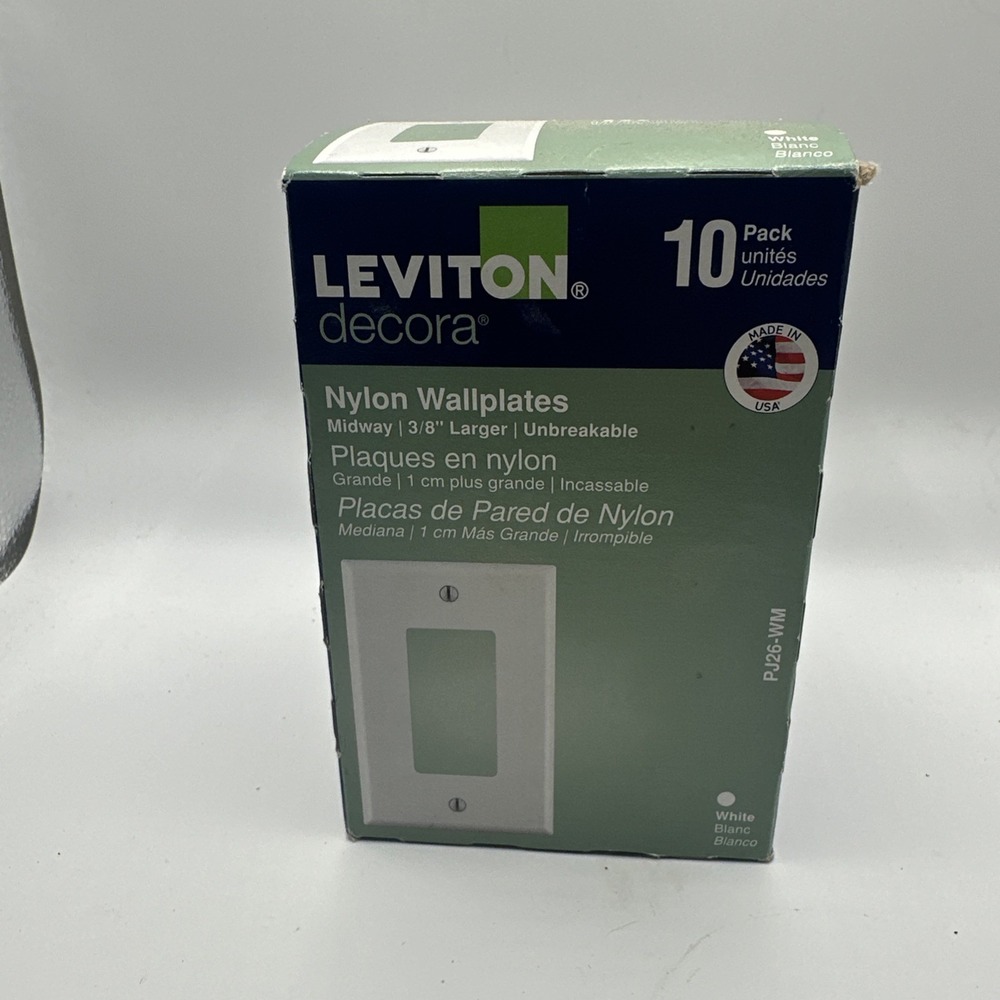 Leviton PJ26-WM Decora Wall Plate Midway Medium Nylon White USA Pack of 10 - P26
